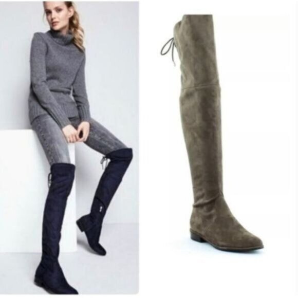 Grey Marc Fisher 7.5 over knee tassel boot thigh suede - Picture 1 of 7